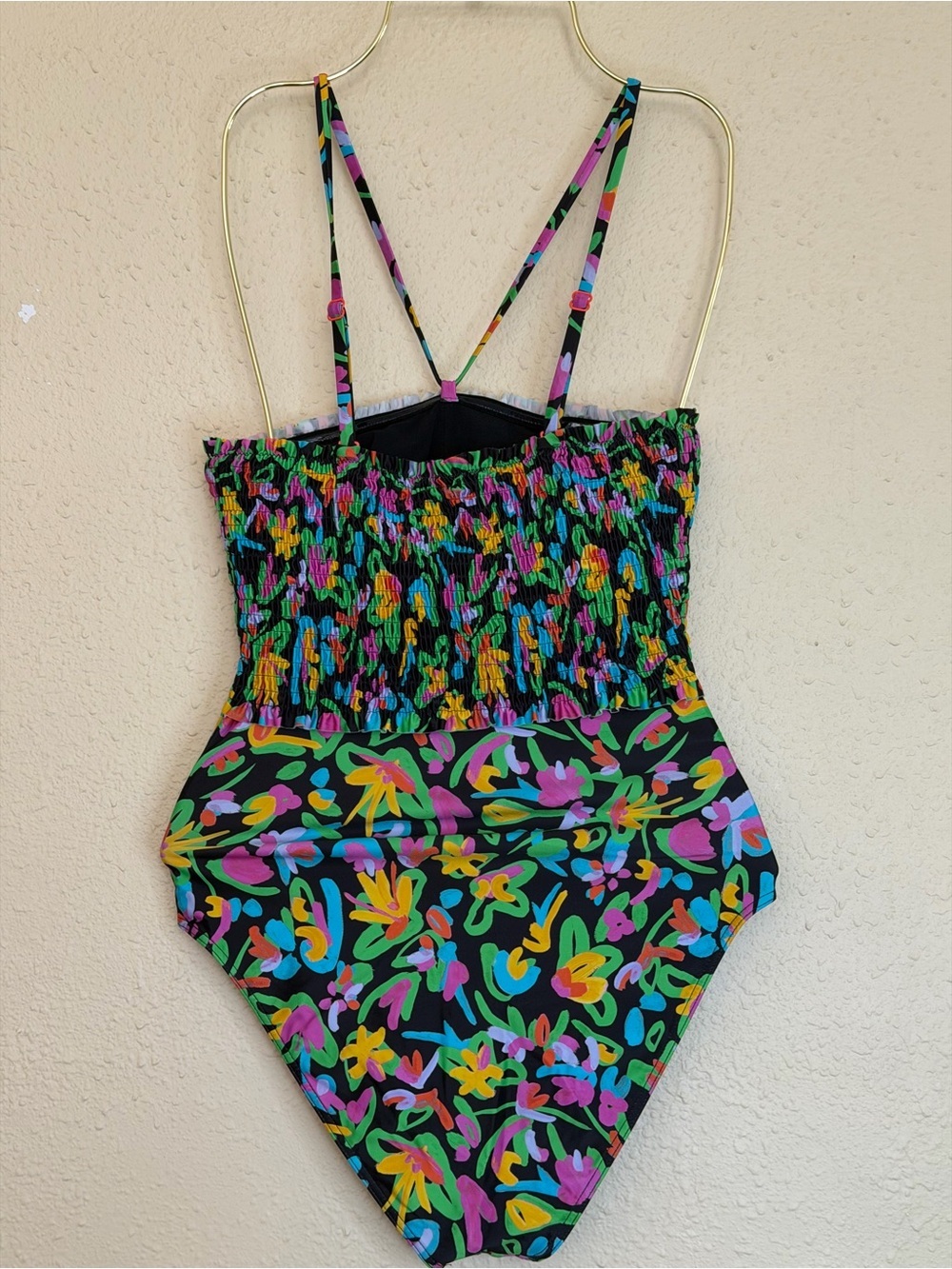 Tanya Taylor | Smocked Black Floral One-Piece Swimsuit - Size Small - Picture 4 of 5